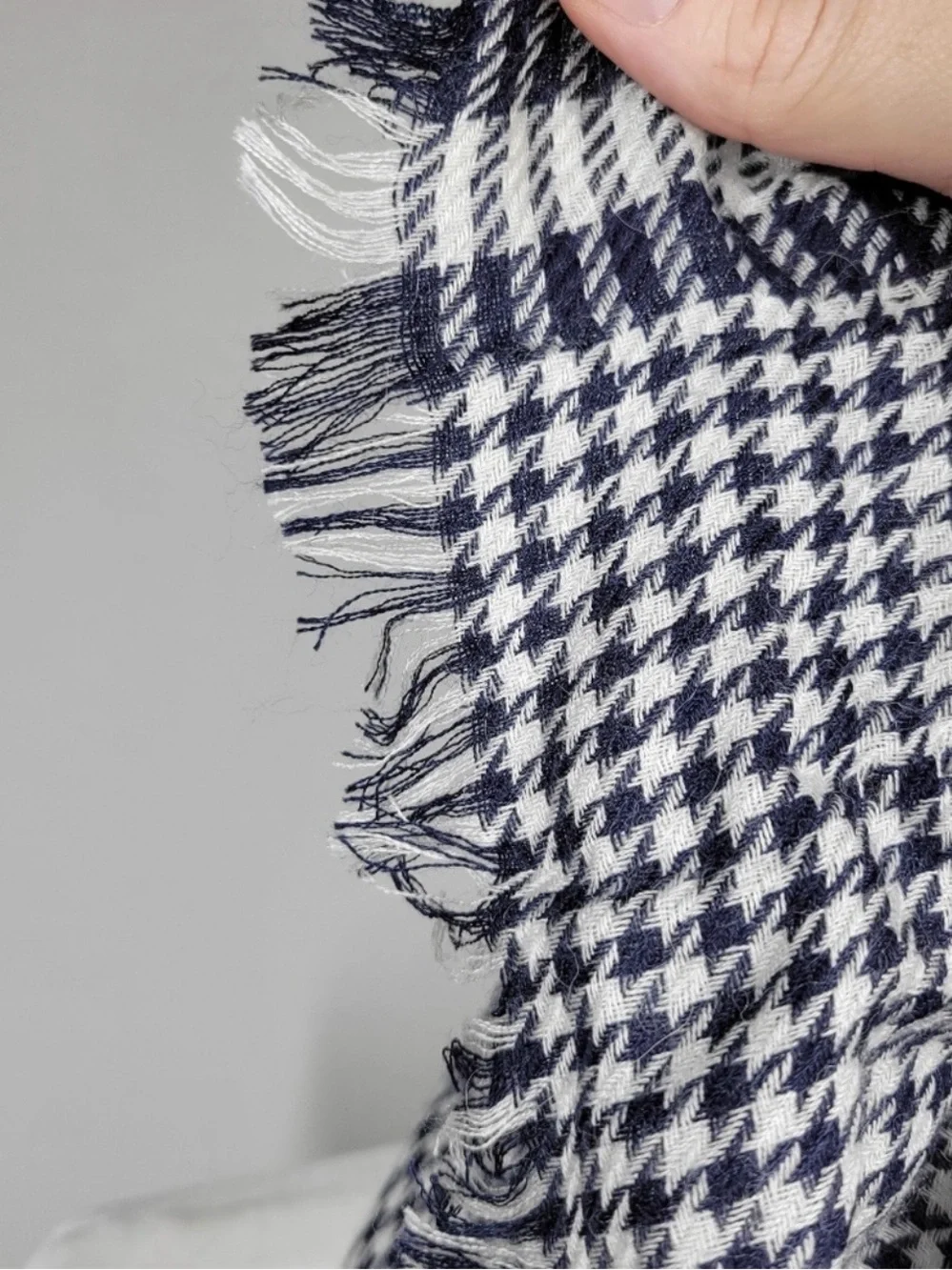 Peruvian Connection Blue White Plaid Gingham Alpaca Silk Scarf